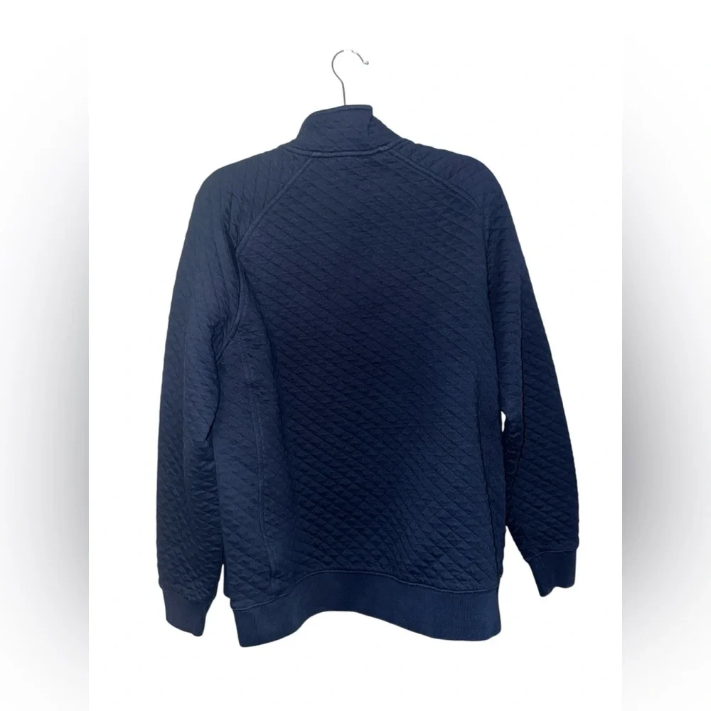 L.L. Bean Quilted Snap Pullover Sweatshirt Navy Blue Size Large - Picture 5 of 10